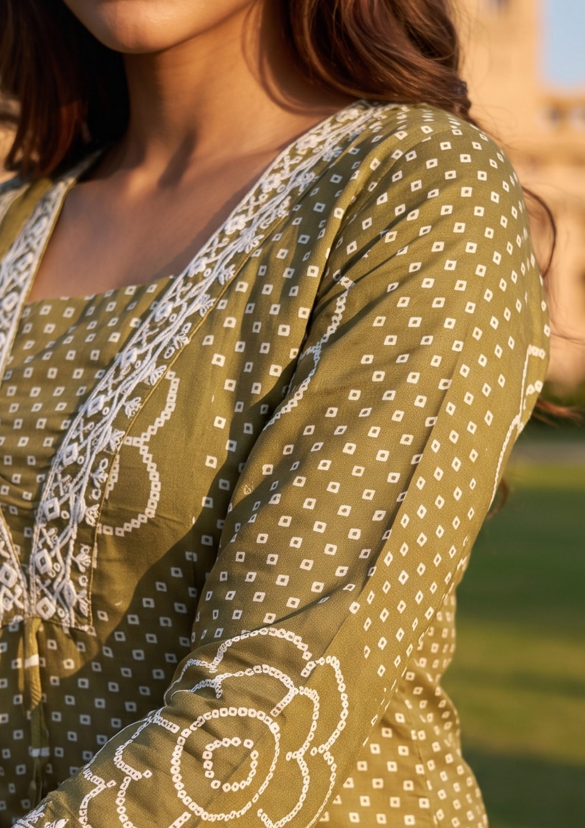Green Printed Muslin Kurta and Pant Set with Dupatta