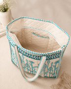 Block Printed Quilted Tote Bag