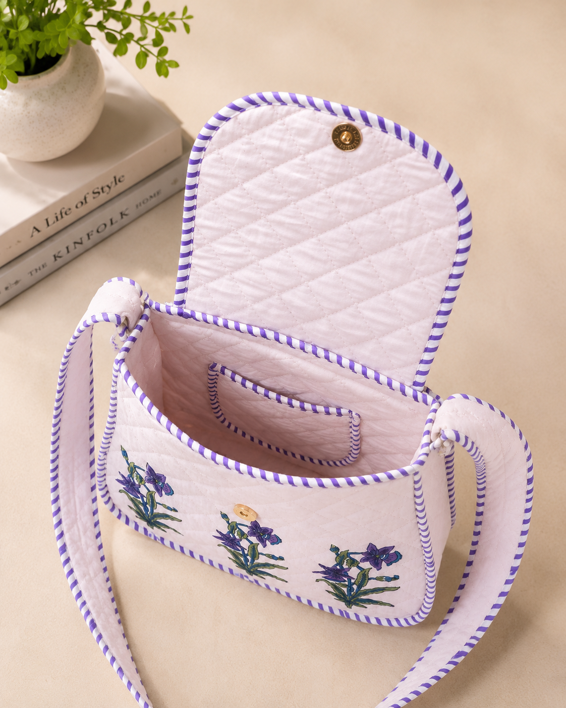 Block Printed Quilted Cotton Shoulder Bag