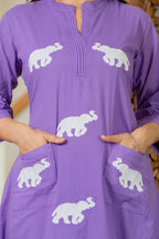 Soft Purple Embroidered Cotton Co-Ord Set