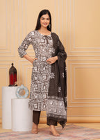 Sequence Hand Work Cotton Suit Set With Printed Dupatta