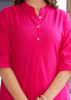 Magenta Cotton Pathani Kurta and Afghani Pant Set