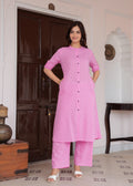 Baby Pink Katha Cotton Kurta and Palazzo Set