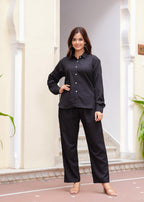 Black Textured Microfiber Co-Ord Set