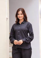 Black Textured Microfiber Co-Ord Set