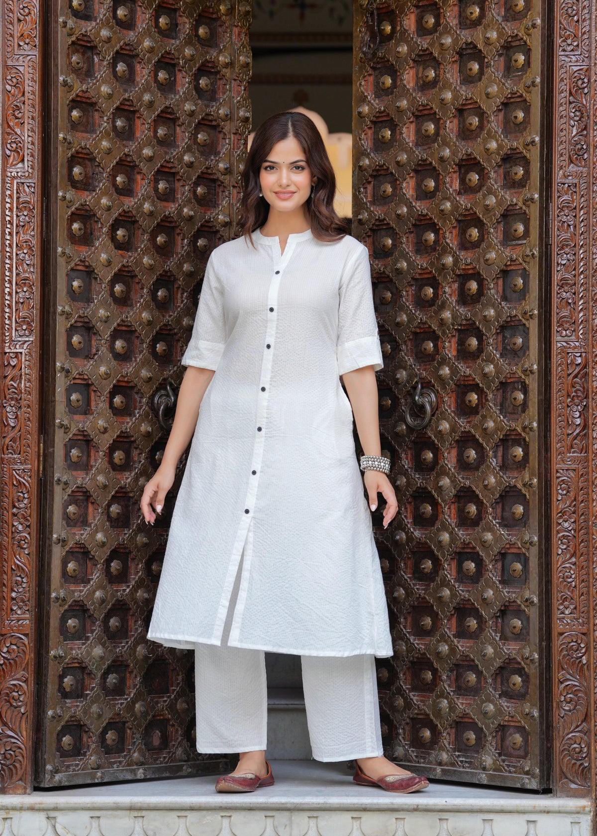 Pearl Bush Katha Cotton Kurta and Palazzo Set