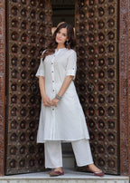 Pearl Bush Katha Cotton Kurta and Palazzo Set