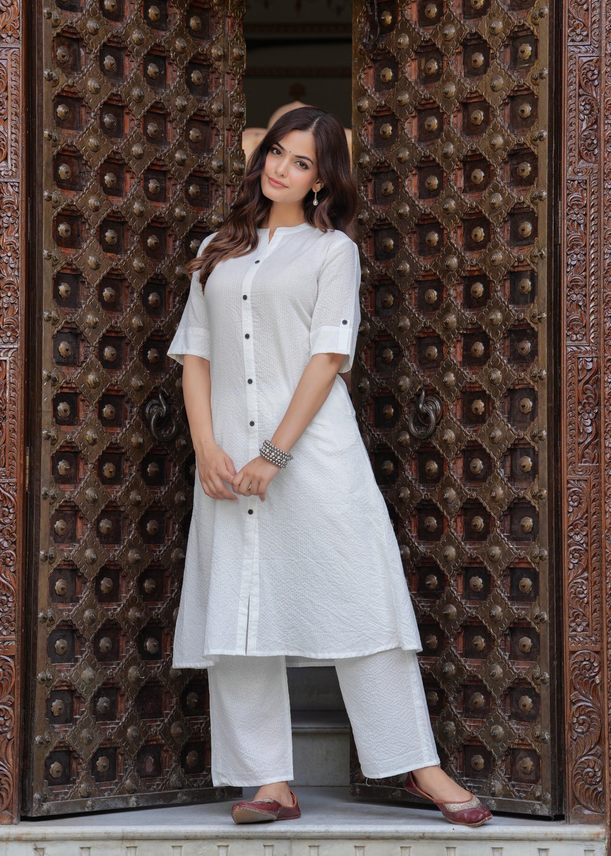Pearl Bush Katha Cotton Kurta and Palazzo Set