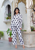 Iron Black Printed Textured Microfiber Co-Ord Set