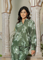 Smoky Printed Textured Microfiber Co-Ord Set