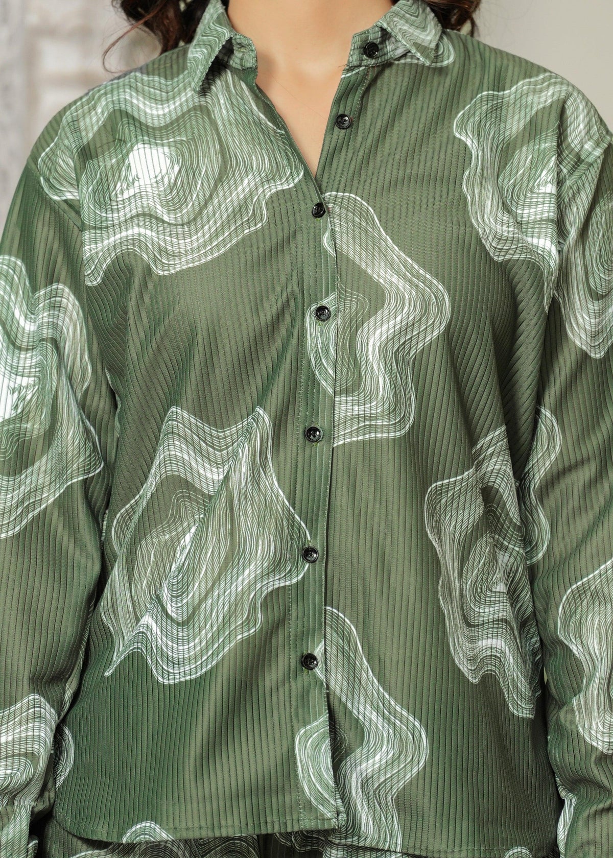 Smoky Printed Textured Microfiber Co-Ord Set