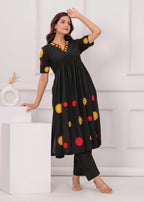 Embroidered Cotton Kurta and Pant Set