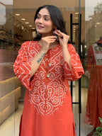 Bm Orange Kodi Kurta Set