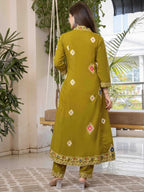 Sm olive green printed kurta set