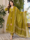 Sm olive green printed kurta set