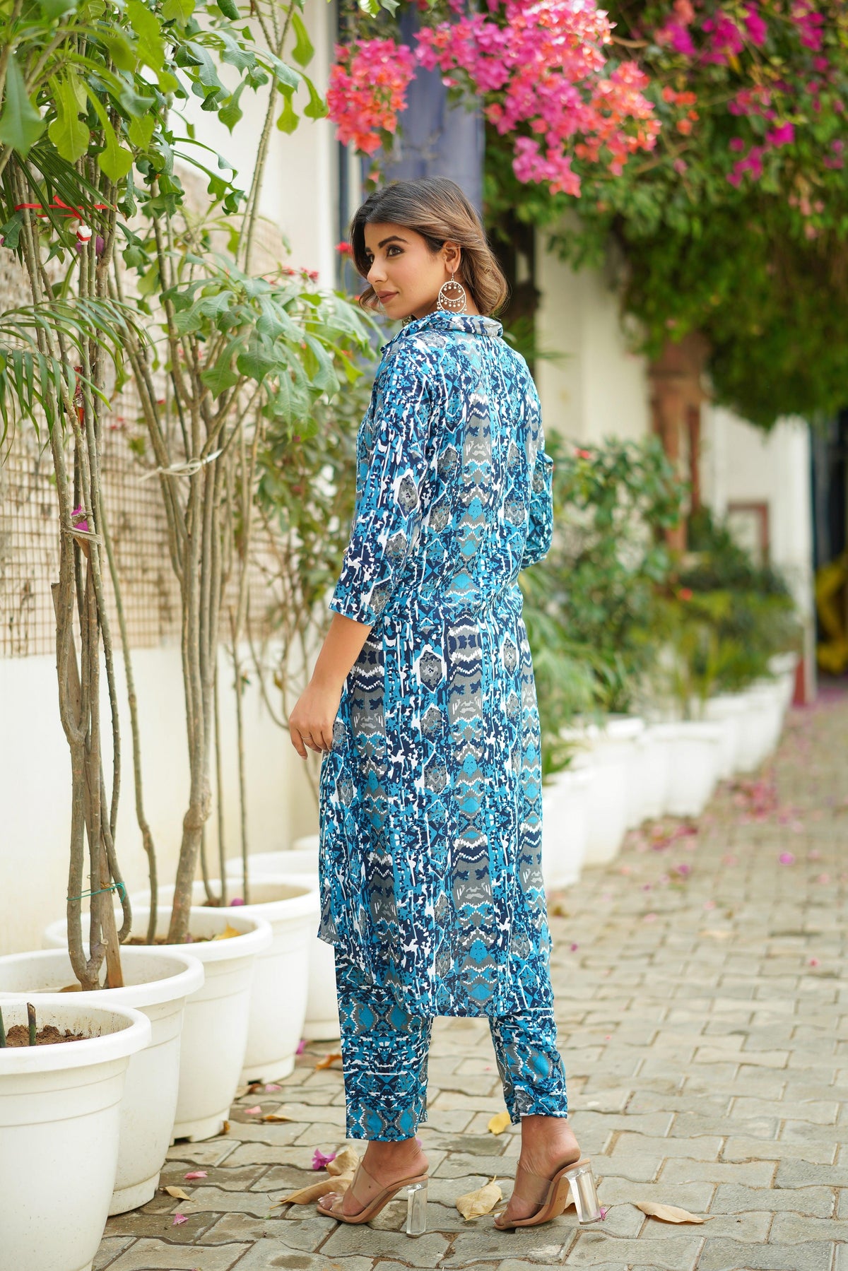 Blue Ikat Printed Co-Ord Set