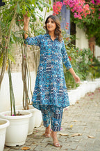 Blue Ikat Printed Co-Ord Set