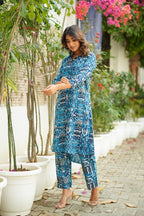 Blue Ikat Printed Co-Ord Set