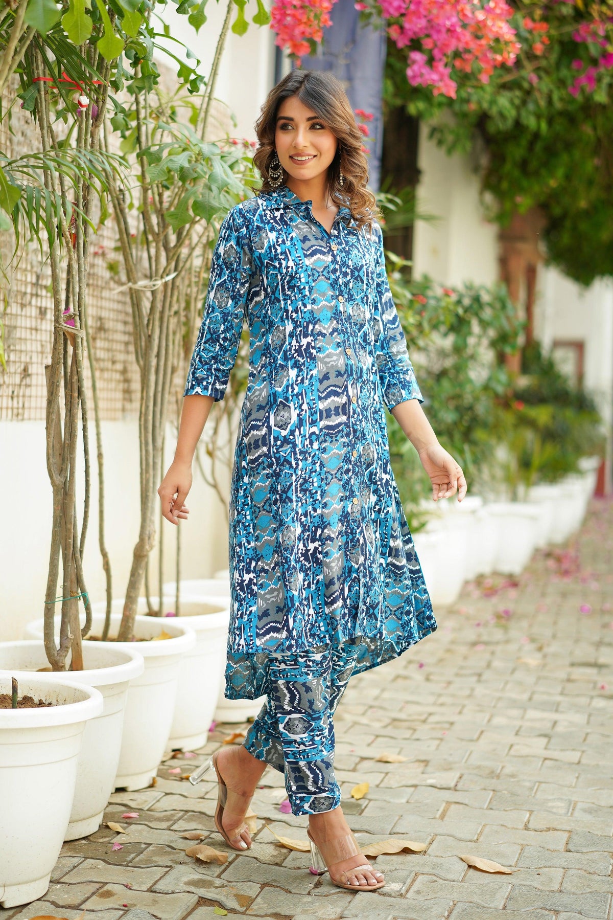 Blue Ikat Printed Co-Ord Set