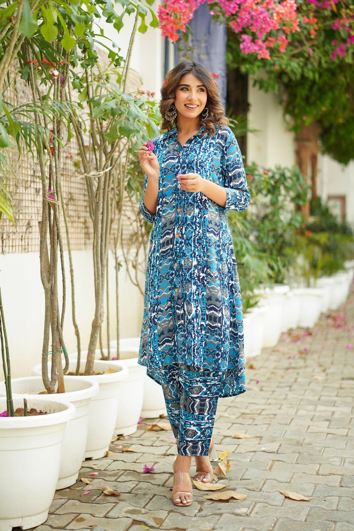 Blue Ikat Printed Co-Ord Set