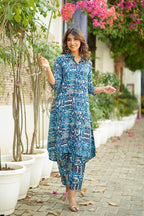 Blue Ikat Printed Co-Ord Set
