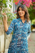 Blue Ikat Printed Co-Ord Set