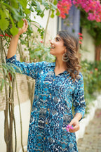 Blue Ikat Printed Co-Ord Set