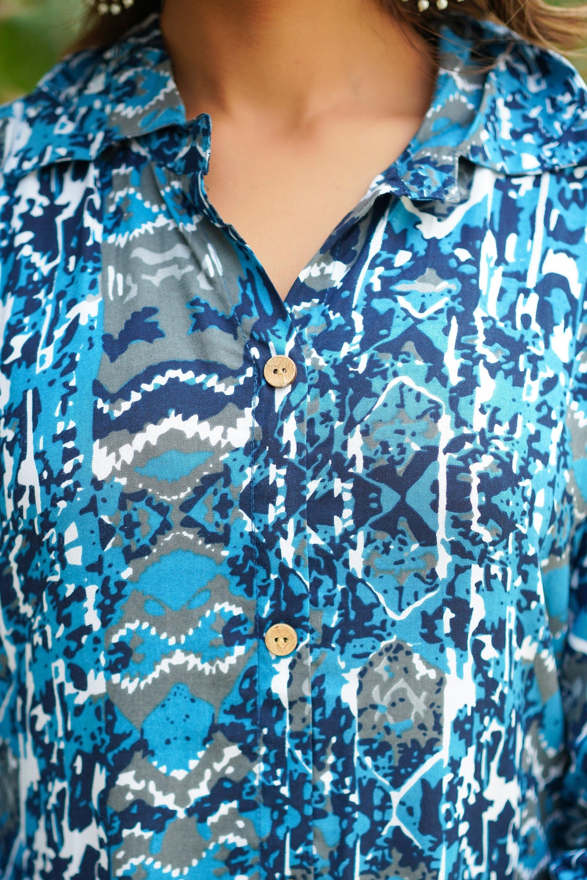 Blue Ikat Printed Co-Ord Set