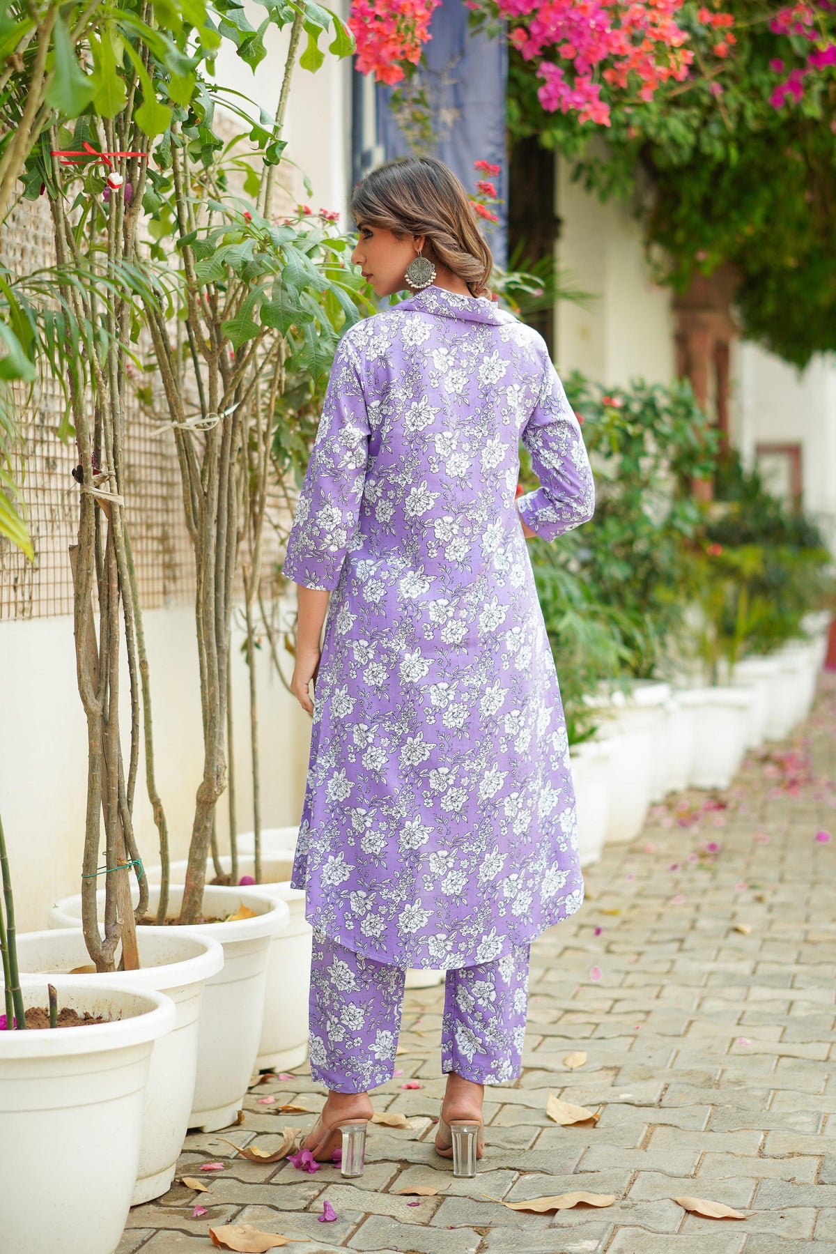 Floral Printed Lavender Purple Co Ord Set