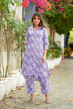 Floral Printed Lavender Purple Co Ord Set