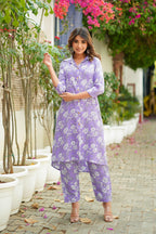 Floral Printed Lavender Purple Co Ord Set