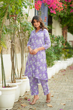 Floral Printed Lavender Purple Co Ord Set