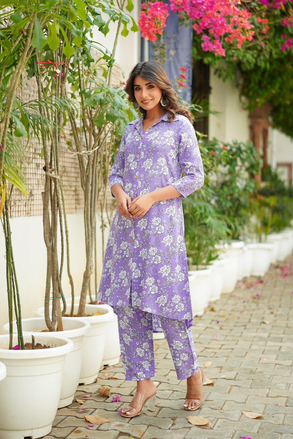 Floral Printed Lavender Purple Co Ord Set