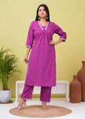 Warm Purple Cotton Kurta and Pant Set