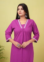Warm Purple Cotton Kurta and Pant Set