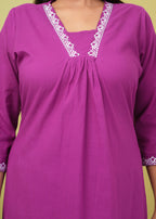 Warm Purple Cotton Kurta and Pant Set