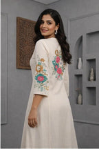 Blba Off White Cotton Flex Kurta Set