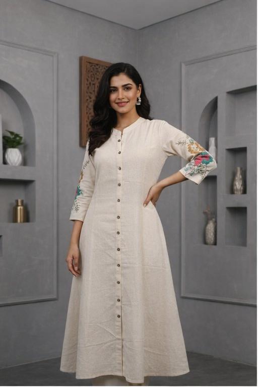 Blba Off White Cotton Flex Kurta Set