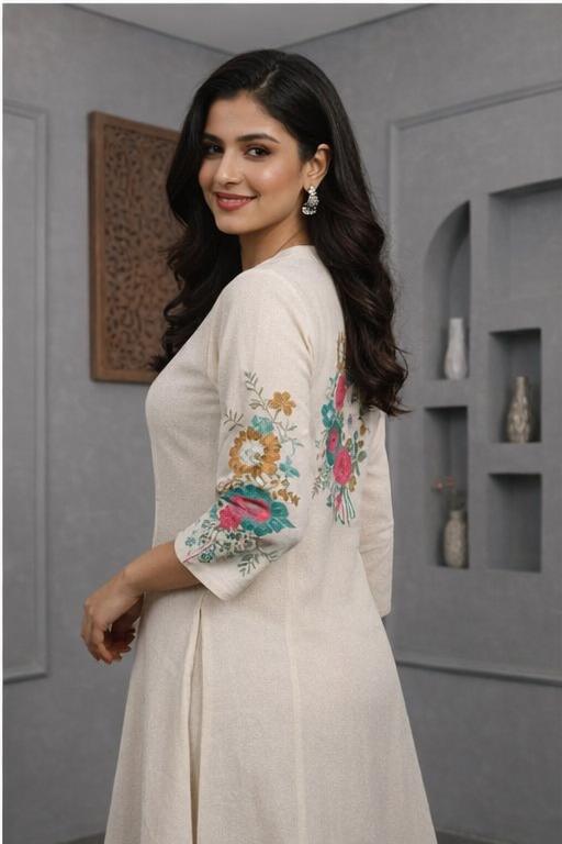 Blba Off White Cotton Flex Kurta Set