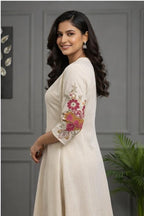 Blba Off White Cotton Flex Kurta Set