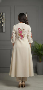 Blba Off White Cotton Flex Kurta Set