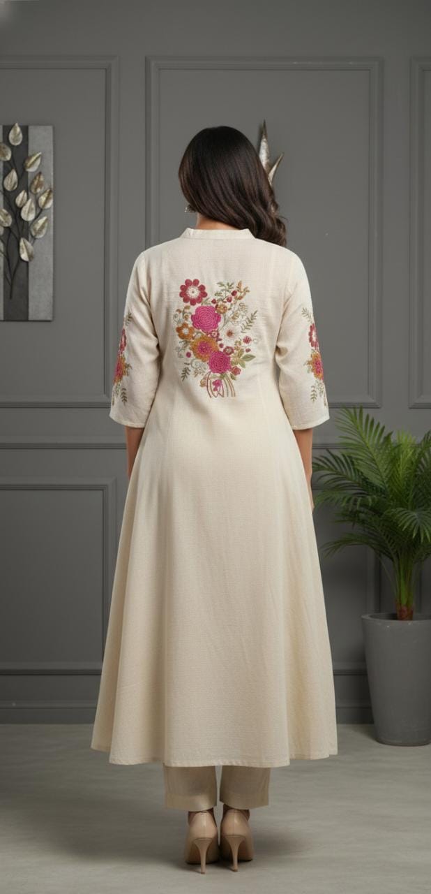 Blba Off White Cotton Flex Kurta Set