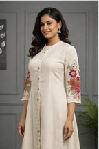 Blba Off White Cotton Flex Kurta Set