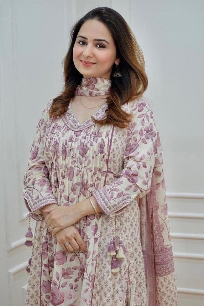 Floral Printed Embroidered Kurta and Pant Set with Dupatta