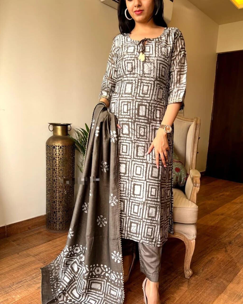 Sequence Hand Work Cotton Suit Set with Dupatta