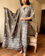 Sequence Hand Work Cotton Suit Set with Dupatta
