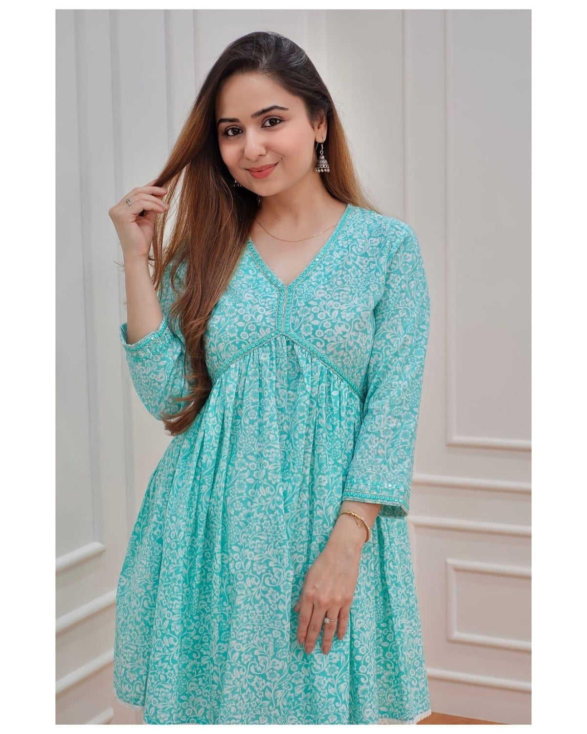 Procion Printed Light Sea Green Kurta and Pant Set