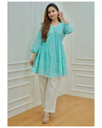 Procion Printed Light Sea Green Kurta and Pant Set
