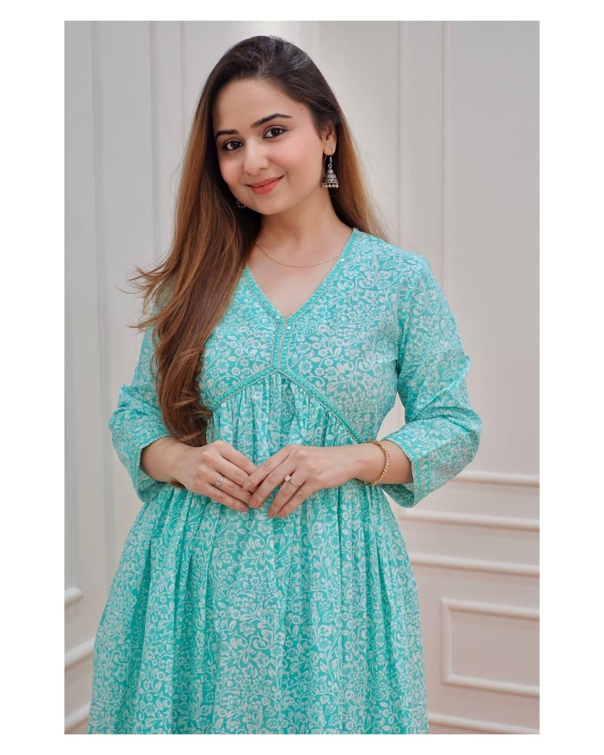 Procion Printed Light Sea Green Kurta and Pant Set