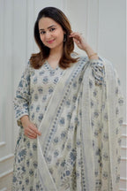Floral Printed Kurta Pant Set with Dupatta